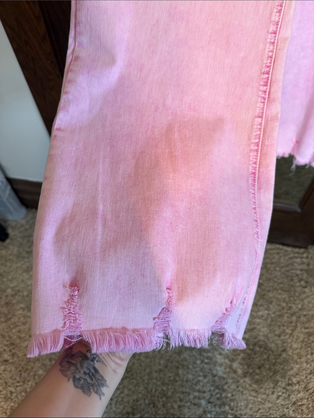 Risen Jeans Pink Acid Wash High Waisted Wide Leg Distressed Denim Pants Sz 9/29 - Picture 3 of 5